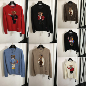 Polo Ralph Lauren new stylish teddy bear jacquard pattern pullover wool knit sweater-5410  